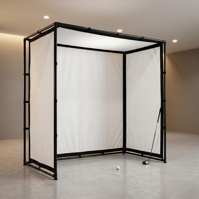 DIY Golf Simulator Impact Screen Frame Enclosure Kit Set, Use with Simulators, Durable Fabric with Velcro, Reinforced Black Border, 9.8'X9.8'X4.9'