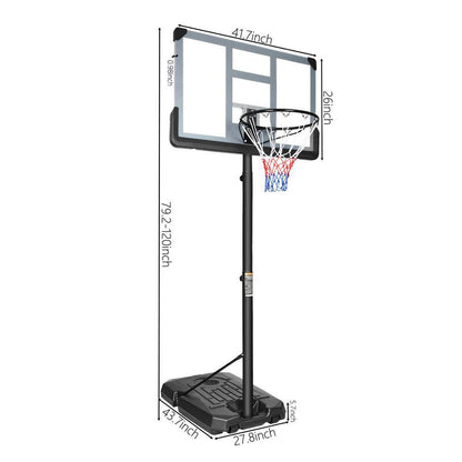 6.6 Ft. to 10 Ft. Adjustable Height Portable Basketball Hoop Goal Basketball System Basketball Equipment with Wheels